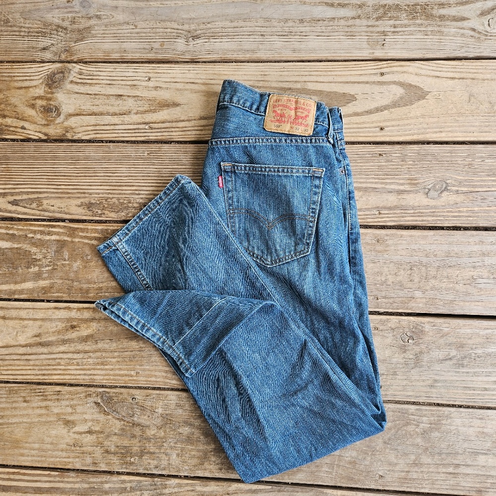 Levi's 559 Jeans Relaxed Straight Fit Mid Blue Wash 100% cotton 2016 W32 L32